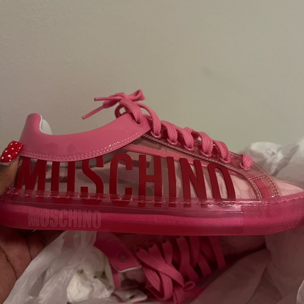 Moschino Kids Hot Pink Logo Low-Top Sneakers